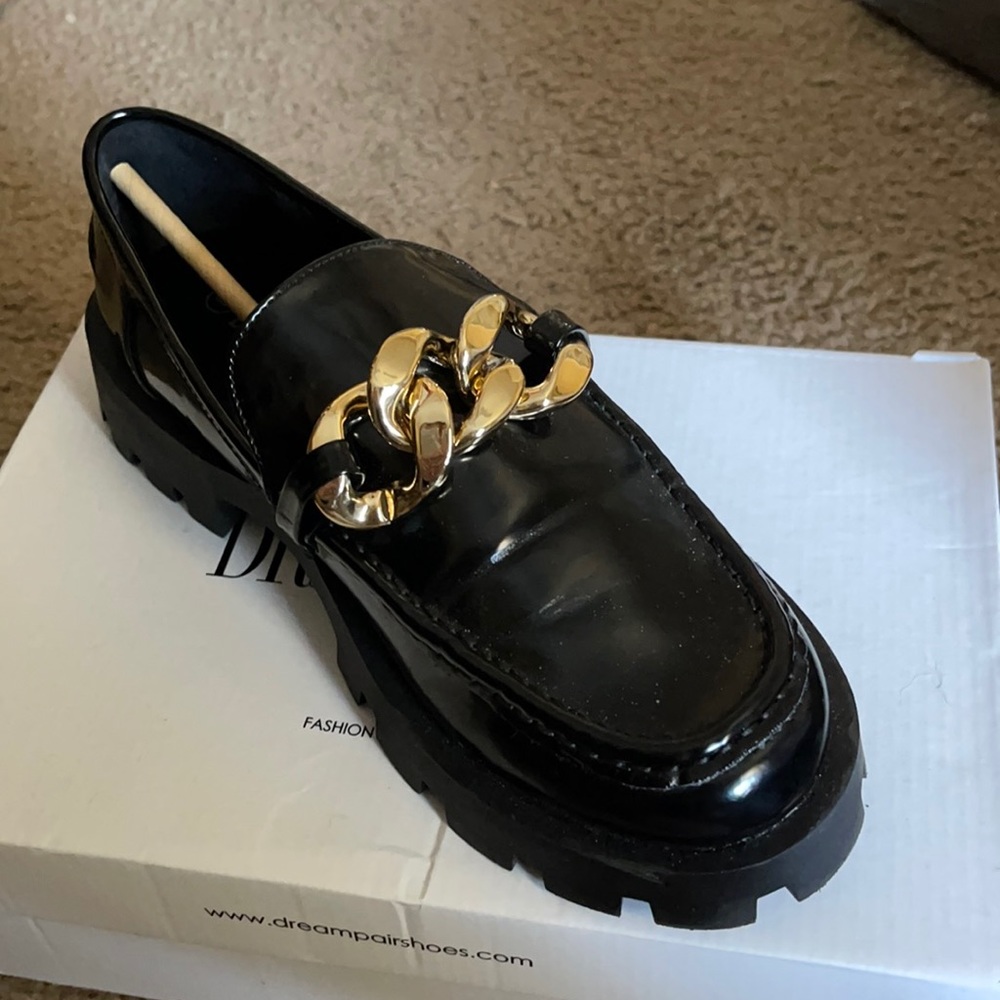 Black Gold Chain Accent Loafer